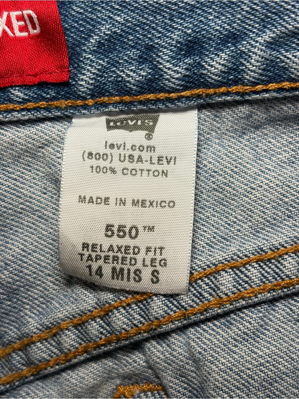 Vintage 2003 Levi’s Classic Relaxed 550 Relaxed Fit Leg Size 14 Light Wash Made - Picture 11 of 16